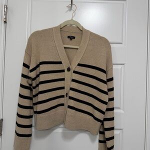 Rails Beige and Black Striped Cardigan